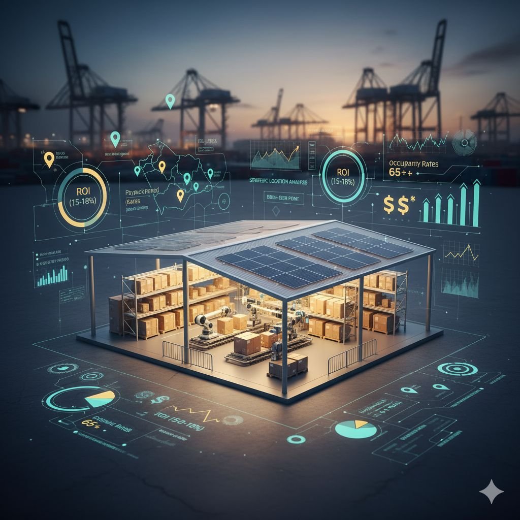 دراسة جدوى مشروع تأجير المستودعات والمخازن تحليل مالي شامل يوضح العائد على الاستثمار (ROI 15-18%) ونقطة التعادل للمشروع.