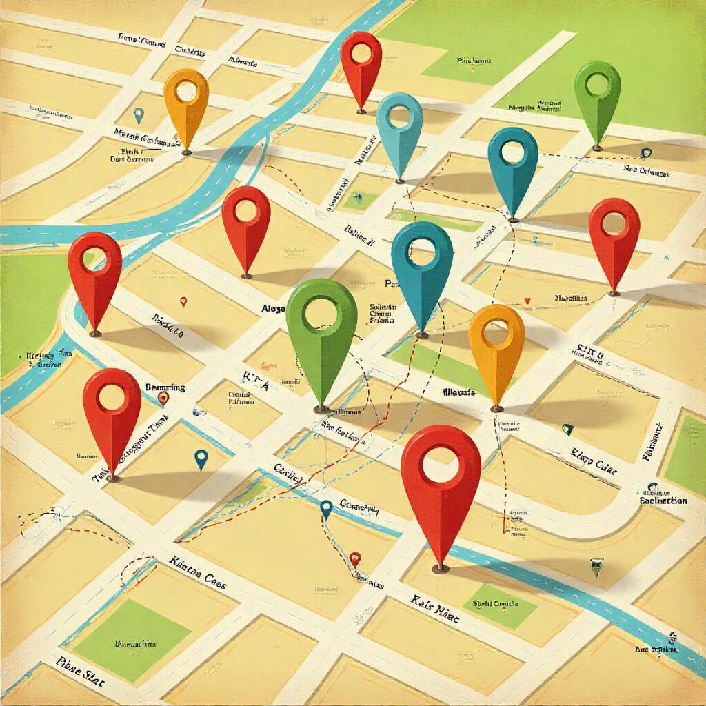 خريطة المواقع اللازمة لـ دراسة جدوى مشروع الإيجار القصير الأجل، توضح تحليل السوق وتحديد أفضل المواقع الاستثمارية في السعودية.
