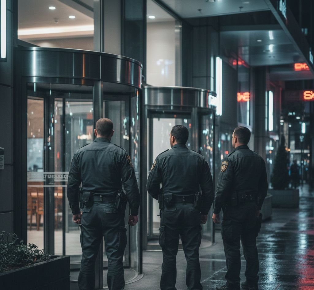 كوادر أمنية محترفة أمام منشأة تجارية في السعودية توضح استقرار استثمارات تمويل شركات الحراسات الأمنية