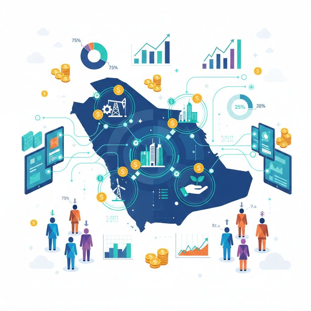 التمويل الجماعي في السعودية 2026: فرص جمع التمويل للمشاريع عبر المنصات المرخصة 1 إنفوجرافيك يوضح منظومة التمويل الجماعي في السعودية والتحول الرقمي المالي لعام 2026 تحت إشراف SAMA وCMA