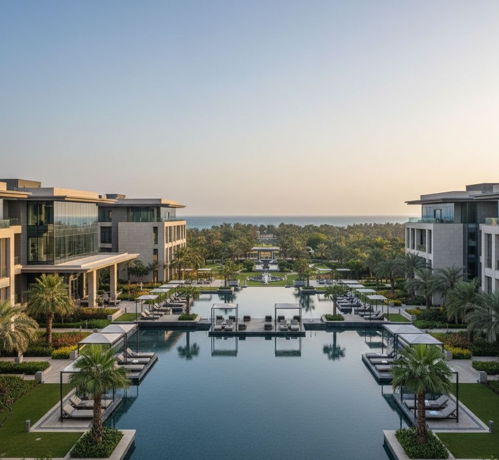 تصميم معماري عصري لفندق فاخر يبرز فرص تمويل المشاريع السياحية في السعودية كجزء من تطوير قطاع الإيواء.