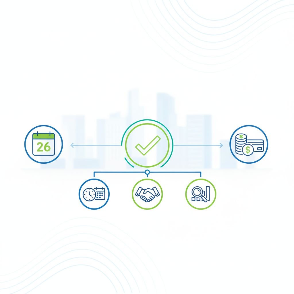 إنفوجرافيك يوضح شروط تمويل بنك التنمية الاجتماعية لعام 2026 والرموز التعبيرية للضمانات ودراسة الجدوى.
